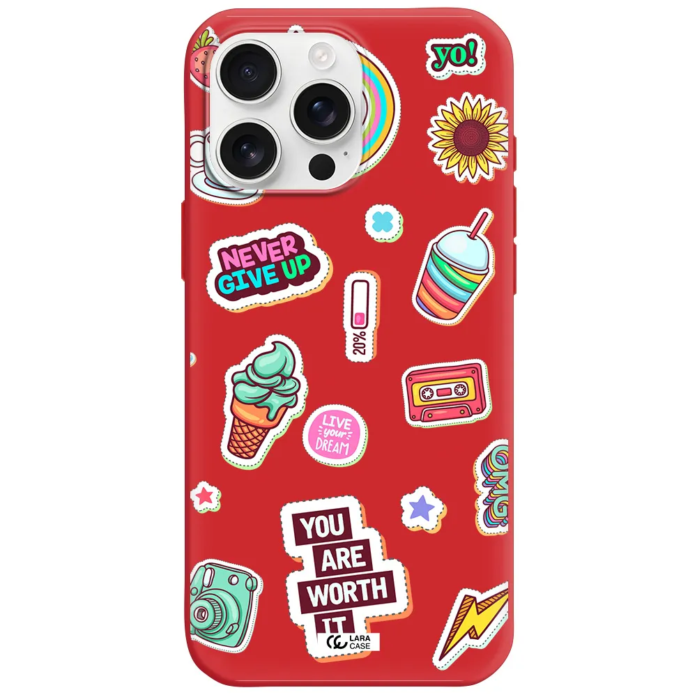 Summer Stickers Apple Iphone 16 Pro Max Silicone Imperial Red Case
