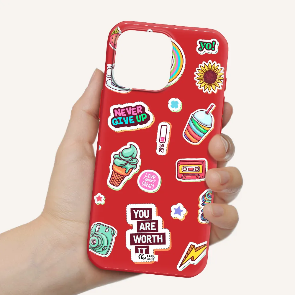 Summer Stickers Apple Iphone 16 Pro Max Silicone Imperial Red Case