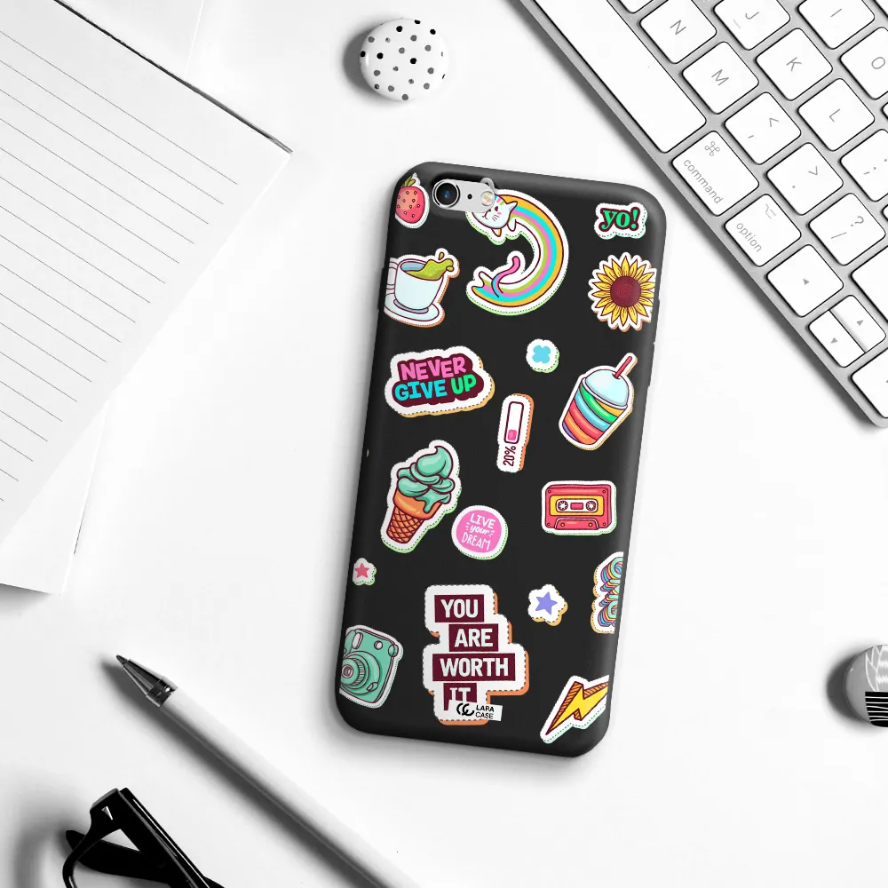 Summer Stickers Apple iPhone 6 plus Silicone black Case
