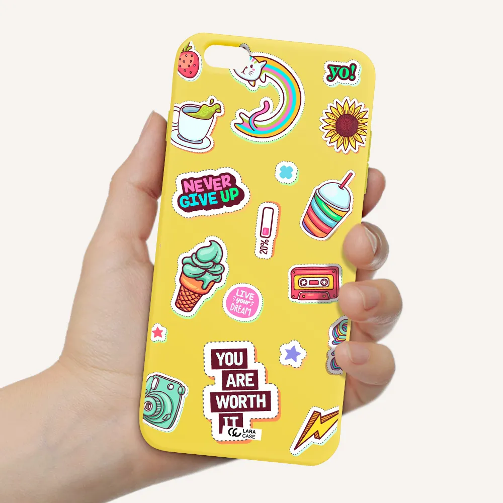 Summer Stickers Apple iPhone 6 plus Silicone canary yellow Case