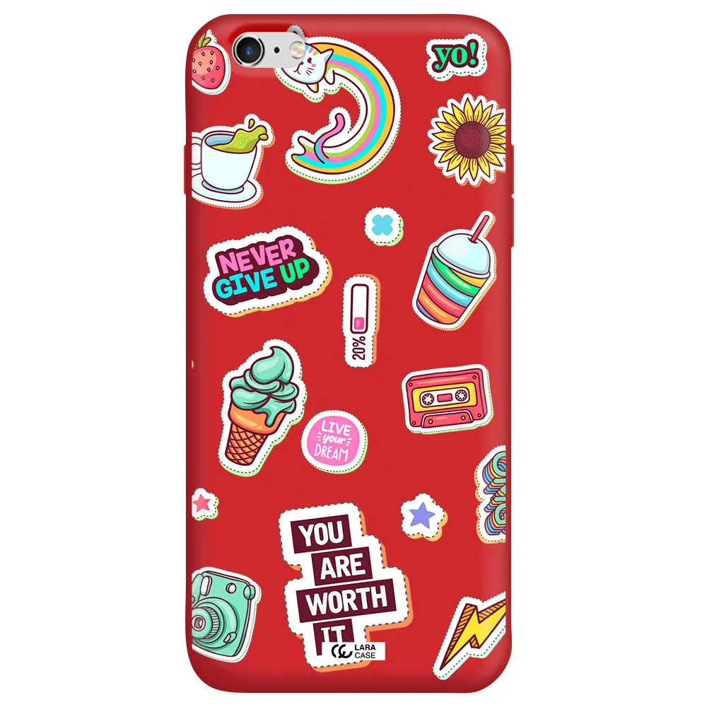 Summer Stickers Apple iPhone 6 plus Silicone Imperial Red Case