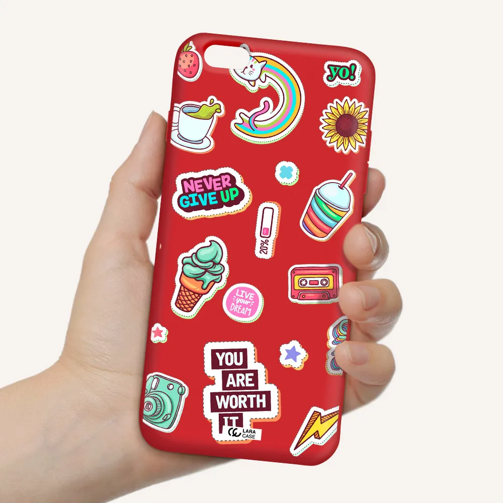 Summer Stickers Apple iPhone 6 plus Silicone Imperial Red Case