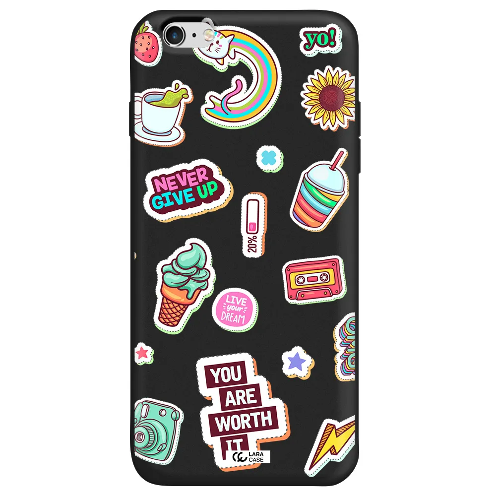 Summer Stickers Apple iPhone 6 s plus Silicone black Case