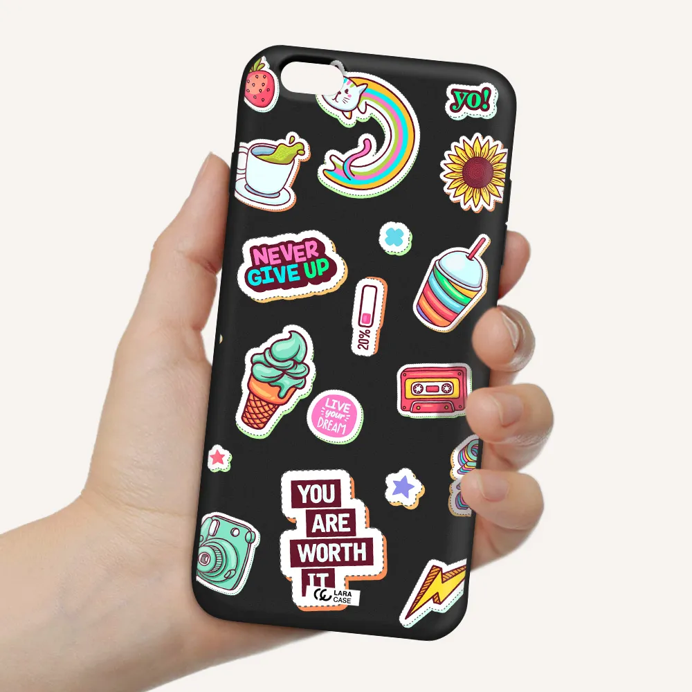 Summer Stickers Apple iPhone 6 s plus Silicone black Case