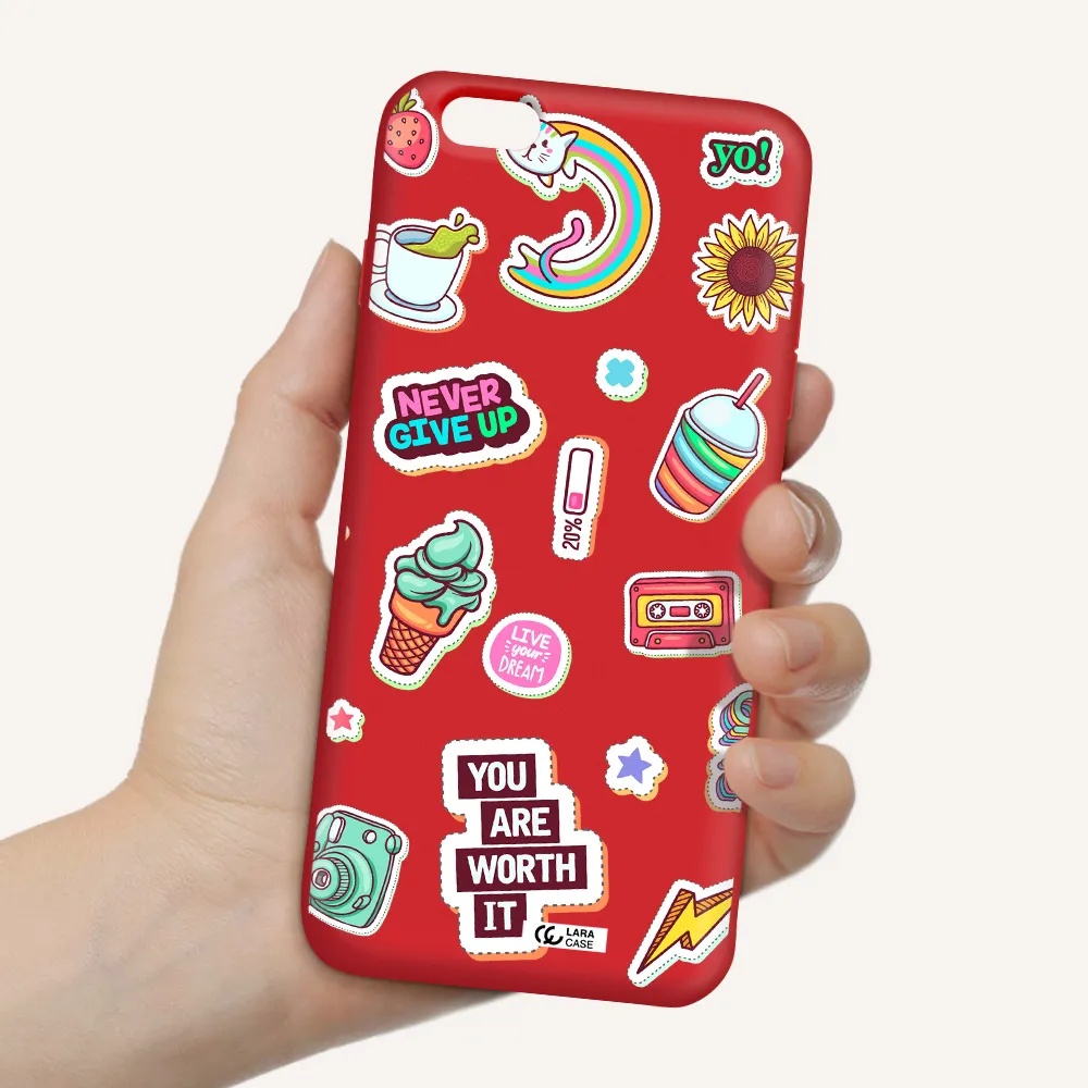 Summer Stickers Apple iPhone 6 s plus Silicone Imperial Red Case