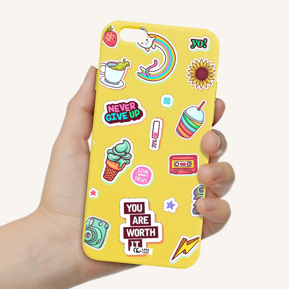 Summer Stickers Apple iPhone 6 Silicone canary yellow Case