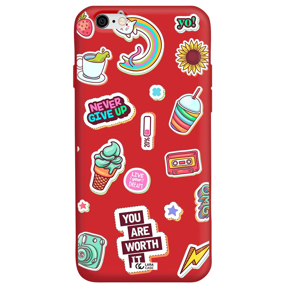 Summer Stickers Apple iPhone 6 Silicone Imperial Red Case