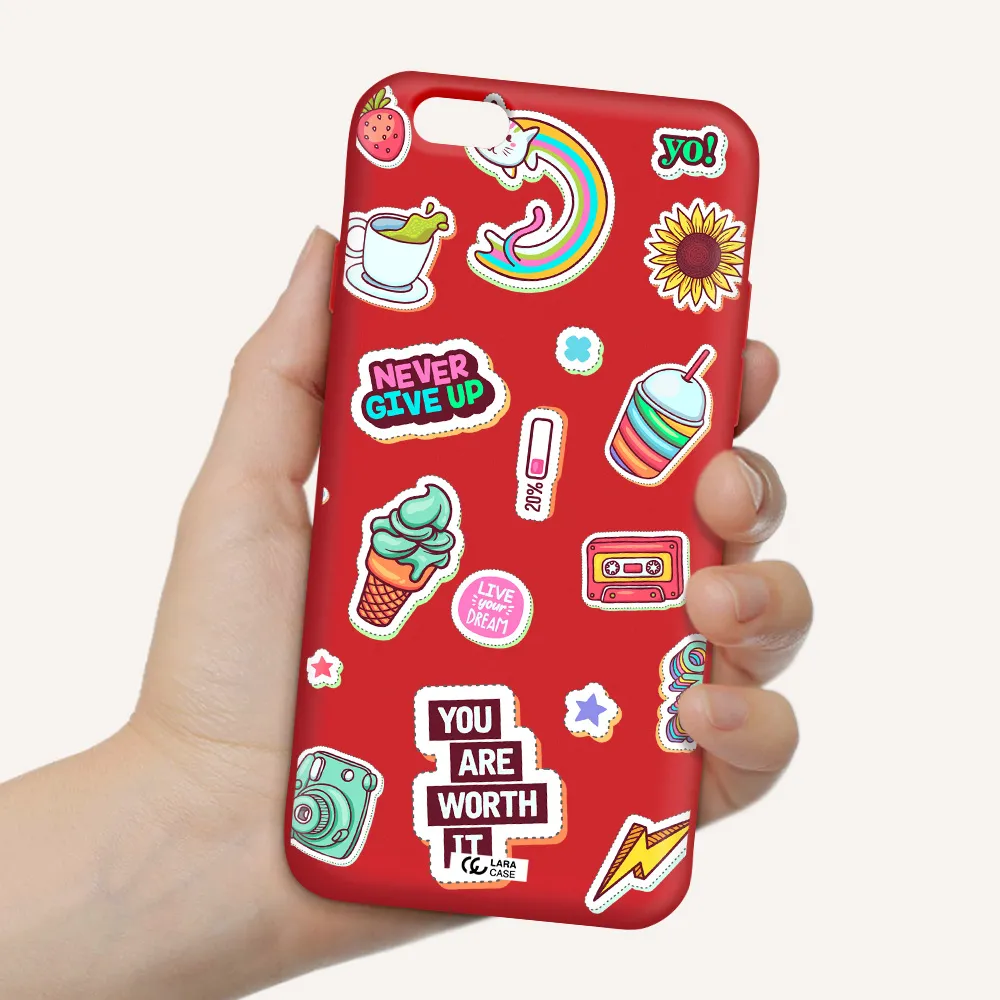 Summer Stickers Apple iPhone 6 Silicone Imperial Red Case