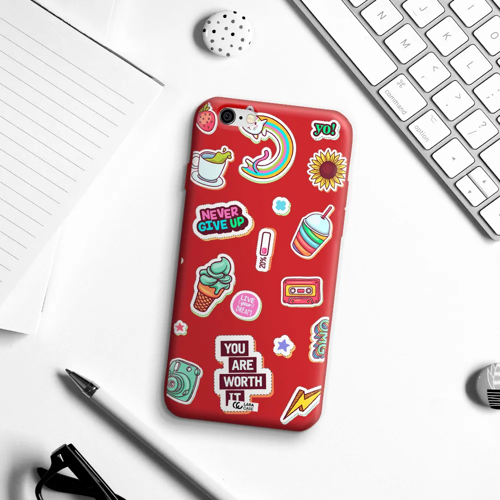 Summer Stickers Apple iPhone 6 Silicone Imperial Red Case