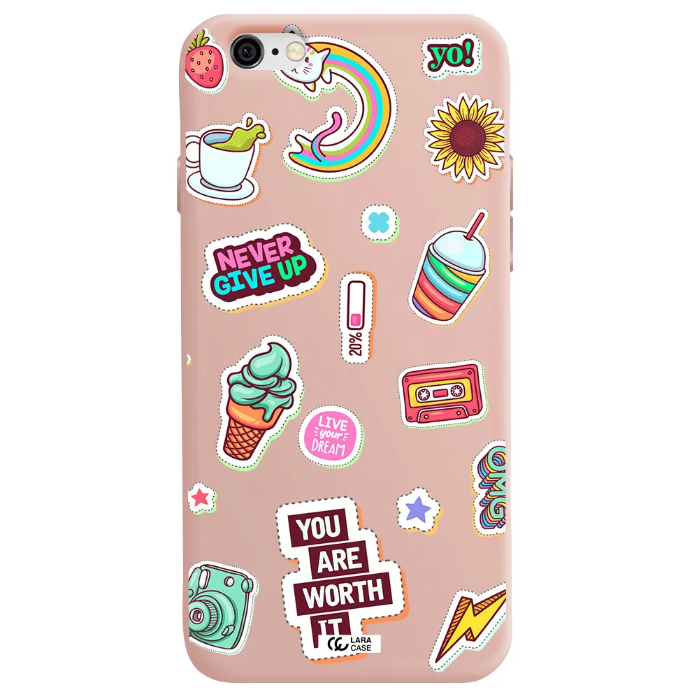 Summer Stickers Apple iPhone 6 Silicone pastel pink Case