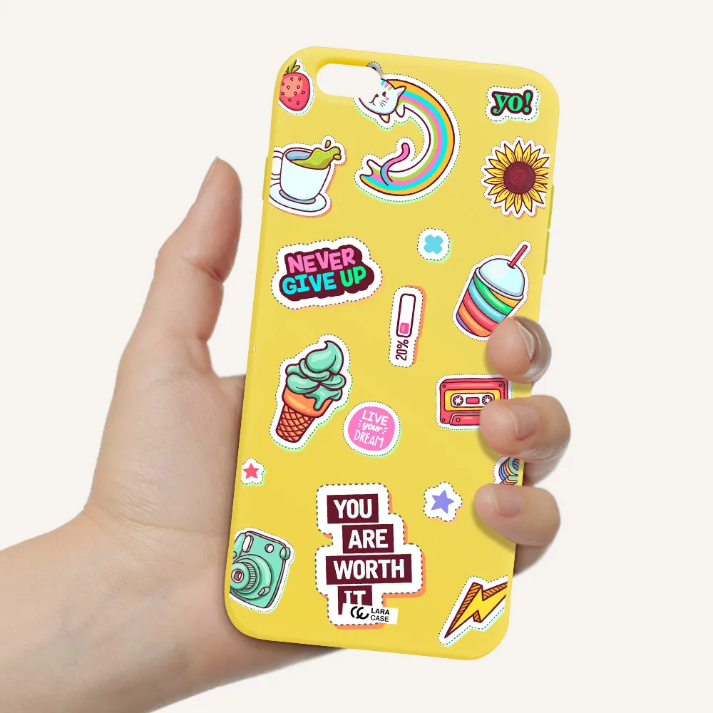 Summer Stickers Apple iPhone 6S Silicone canary yellow Case