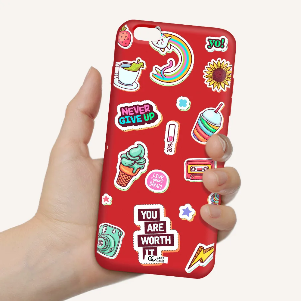 Summer Stickers Apple iPhone 6S Silicone Imperial Red Case