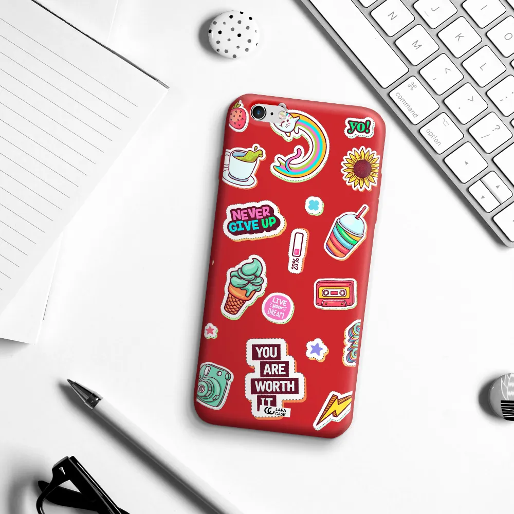 Summer Stickers Apple iPhone 6S Silicone Imperial Red Case