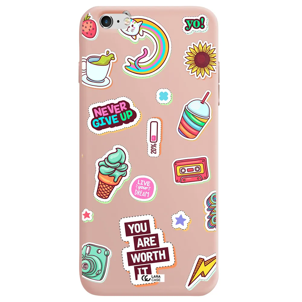 Summer Stickers Apple iPhone 6S Silicone pastel pink Case