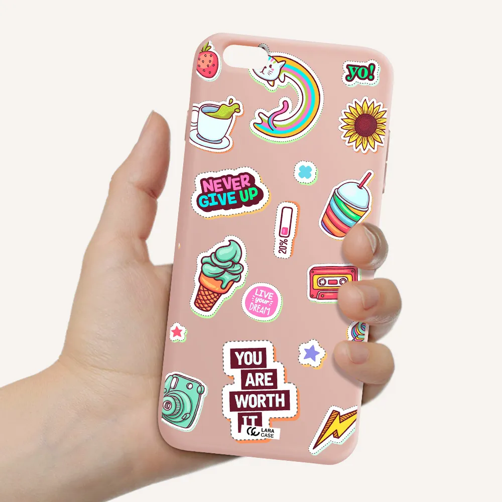 Summer Stickers Apple iPhone 6S Silicone pastel pink Case