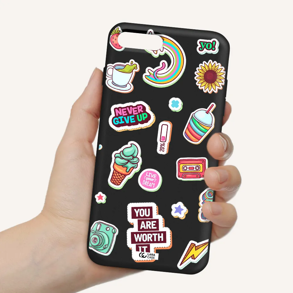 Summer Stickers Apple iPhone 7 plus Silicone black Case