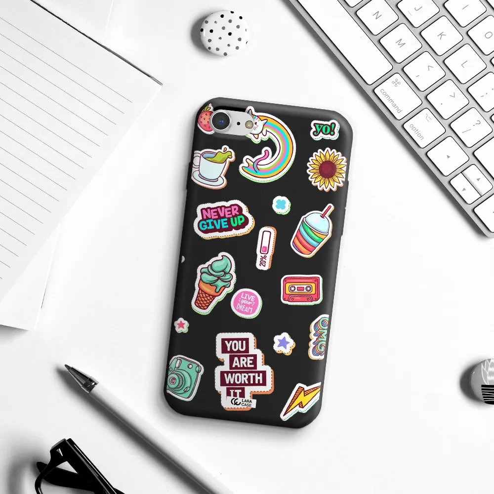 Summer Stickers Apple iPhone 7 Silicone black Case