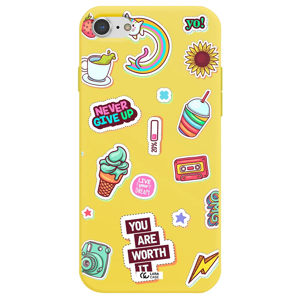 Summer Stickers Apple iPhone 7 Silicone canary yellow Case
