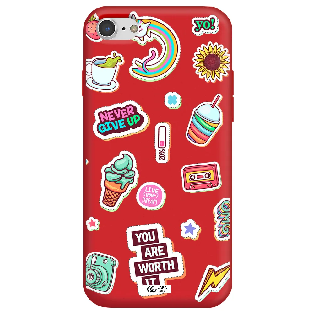 Summer Stickers Apple iPhone 7 Silicone Imperial Red Case