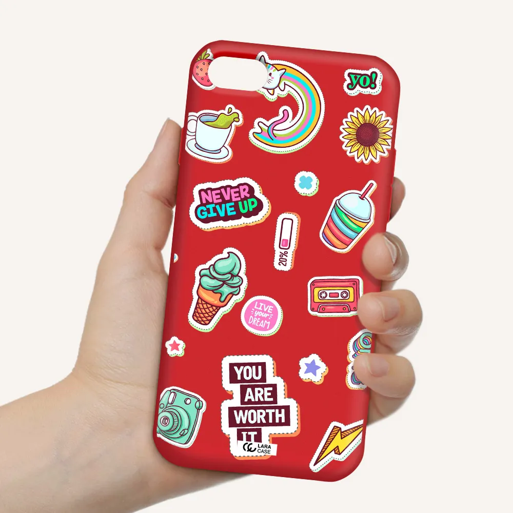 Summer Stickers Apple iPhone 7 Silicone Imperial Red Case