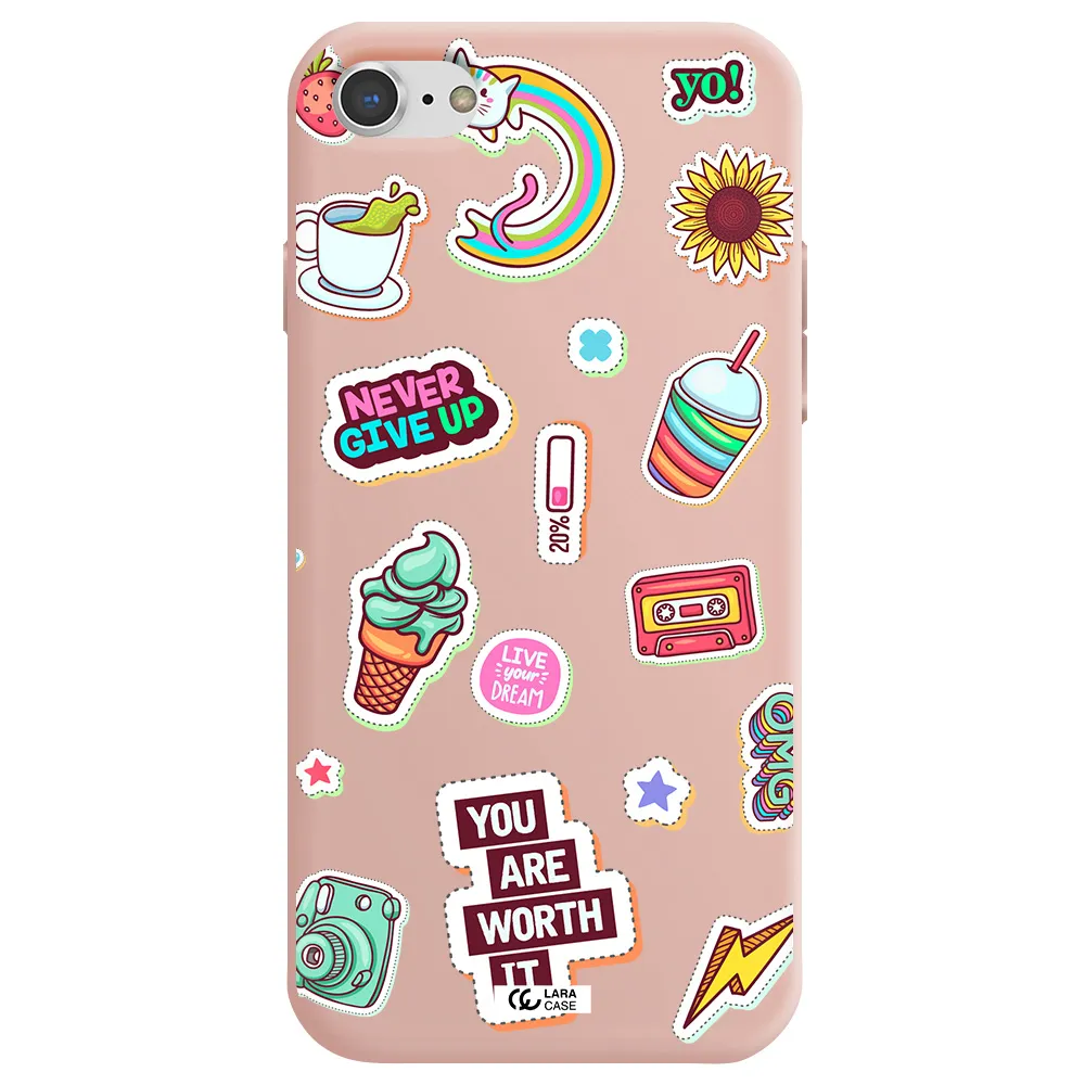 Summer Stickers Apple iPhone 7 Silicone pastel pink Case
