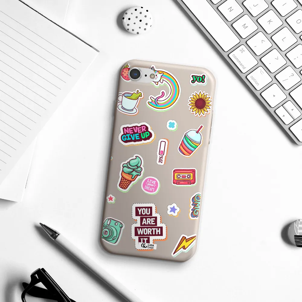 Summer Stickers Apple iPhone 7 Silicone Stone Case