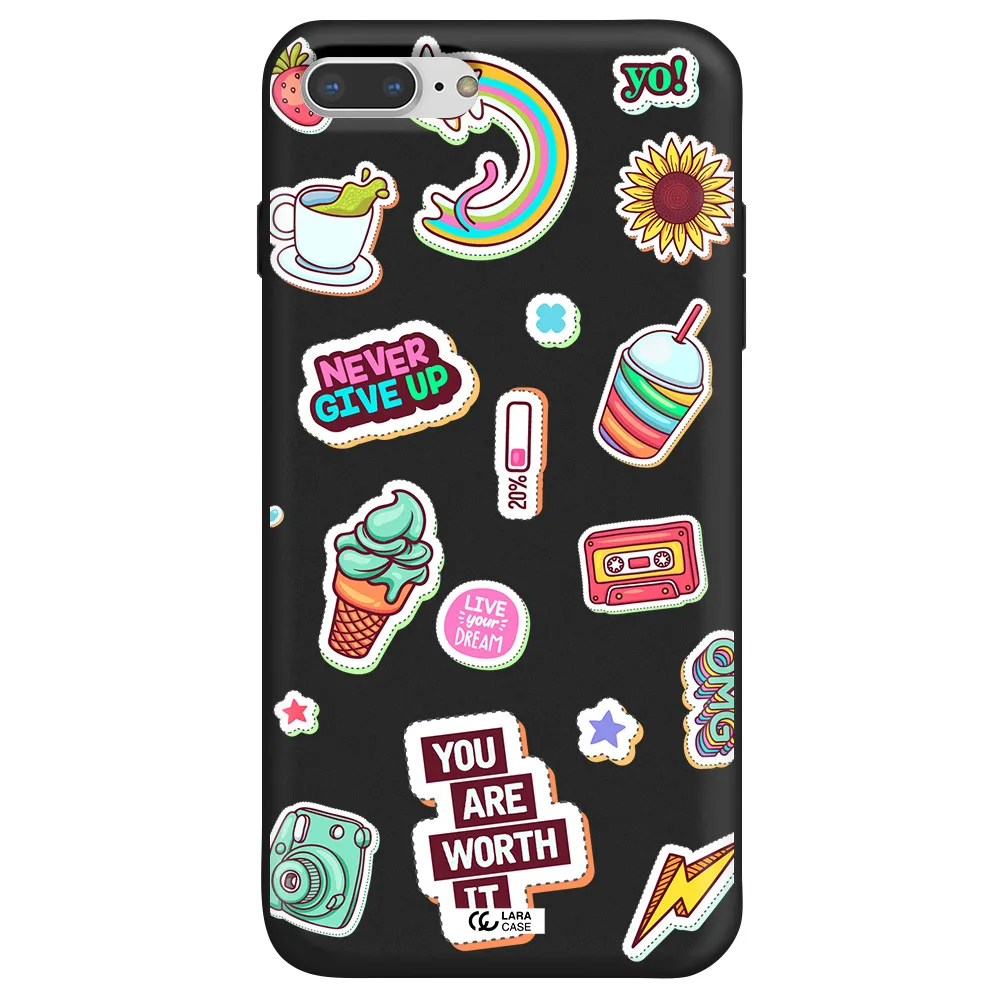 Summer Stickers Apple iPhone 8 plus Silicone black Case