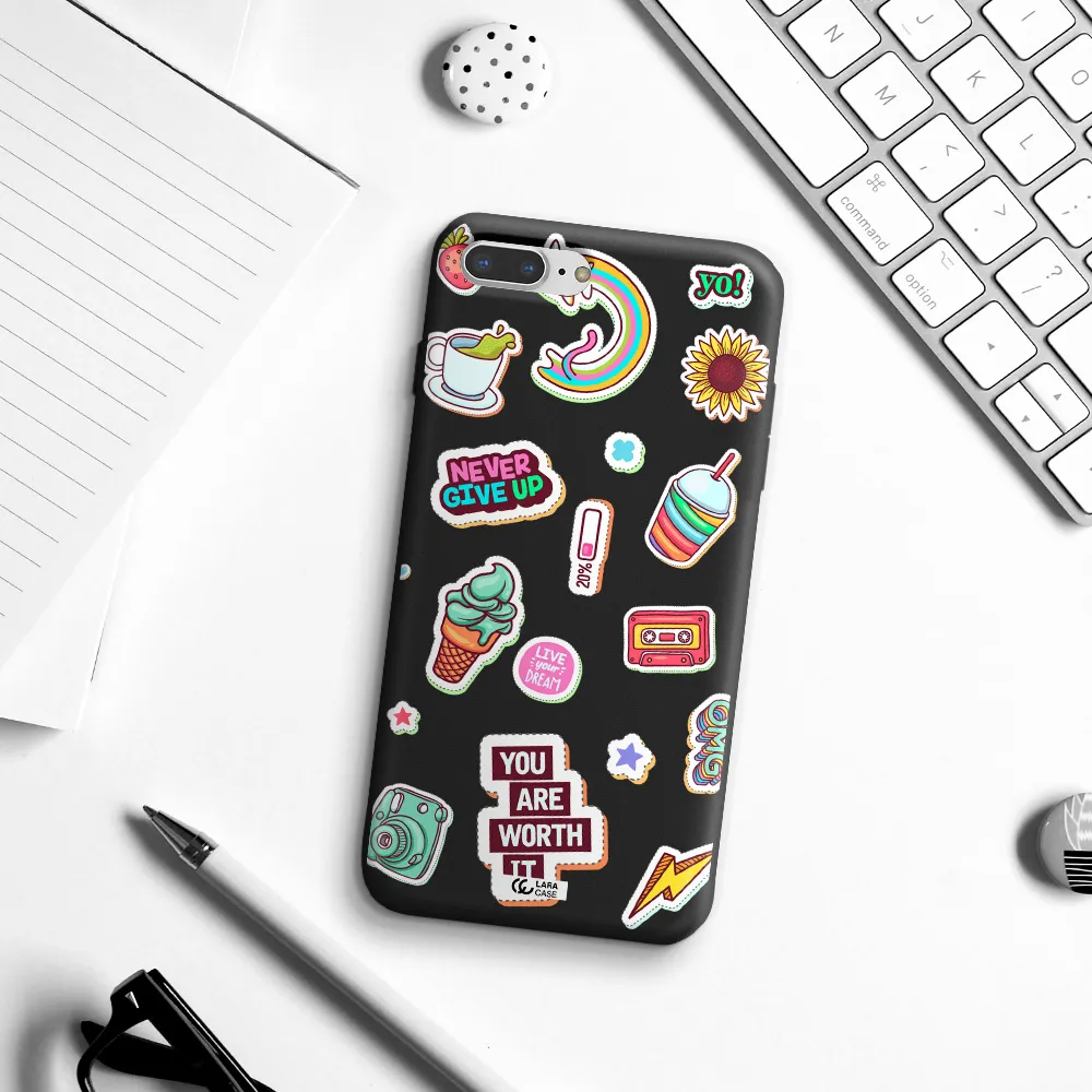 Summer Stickers Apple iPhone 8 plus Silicone black Case