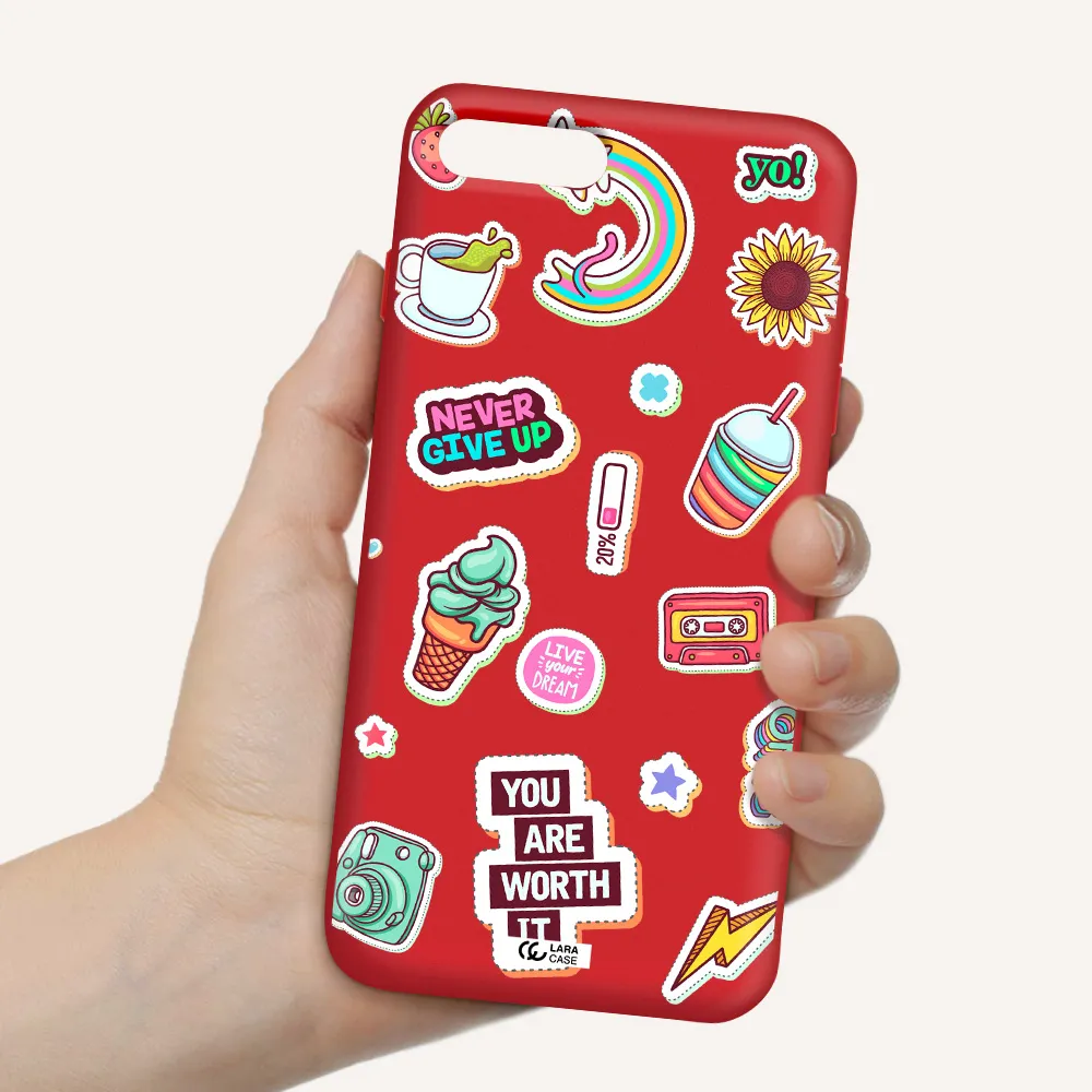 Summer Stickers Apple iPhone 8 plus Silicone Imperial Red Case