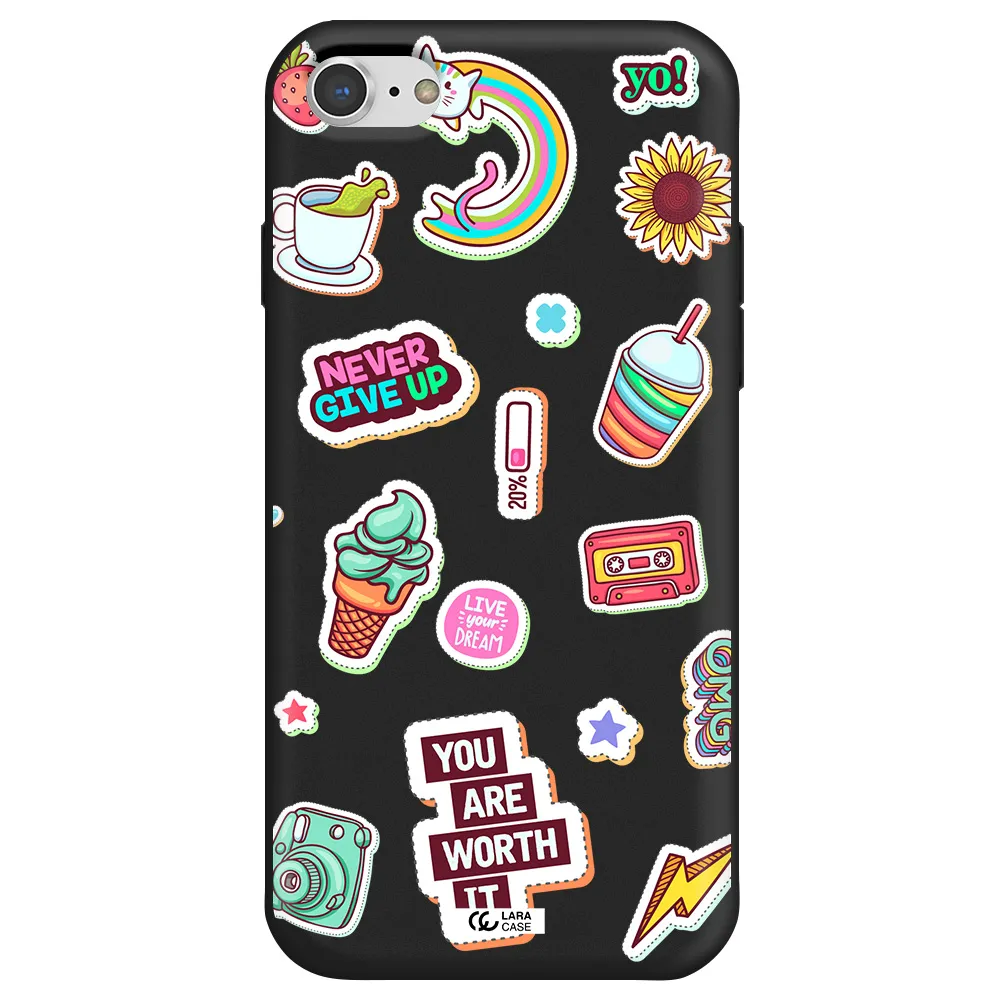 Summer Stickers Apple iPhone 8 Silicone black Case