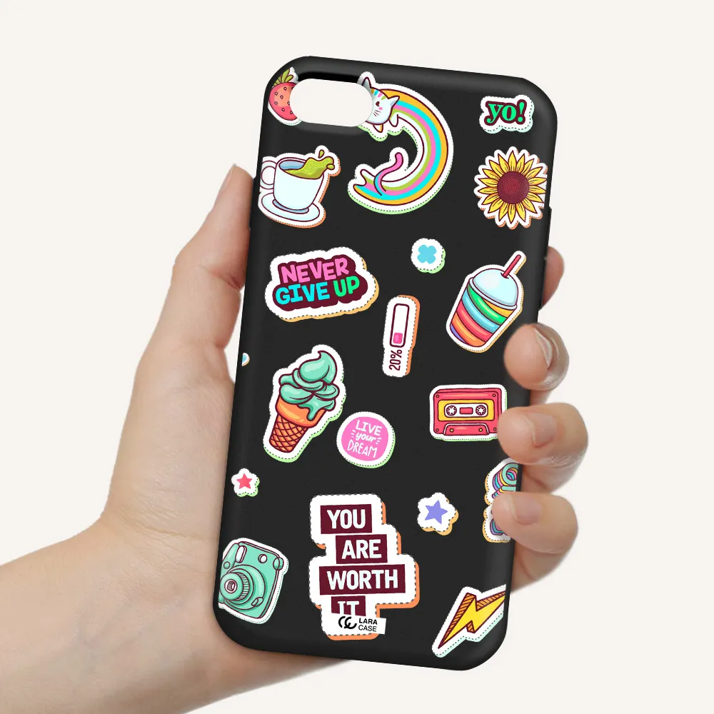 Summer Stickers Apple iPhone 8 Silicone black Case