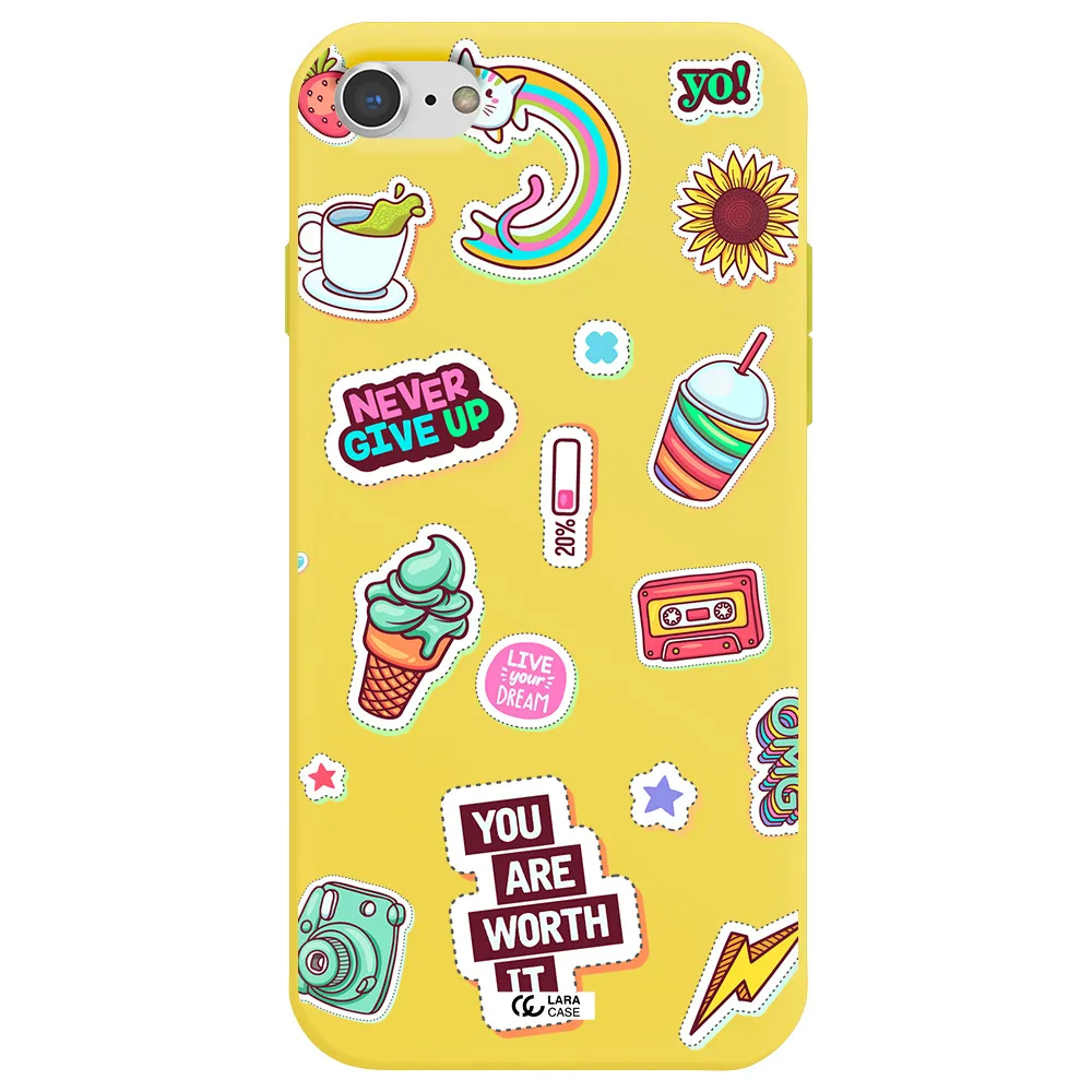 Summer Stickers Apple iPhone 8 Silicone canary yellow Case