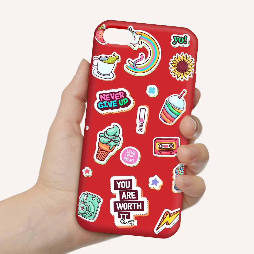 Summer Stickers Apple iPhone 8 Silicone Imperial Red Case