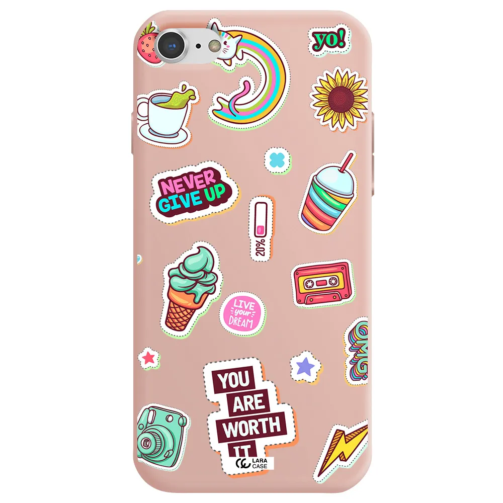 Summer Stickers Apple iPhone 8 Silicone pastel pink Case