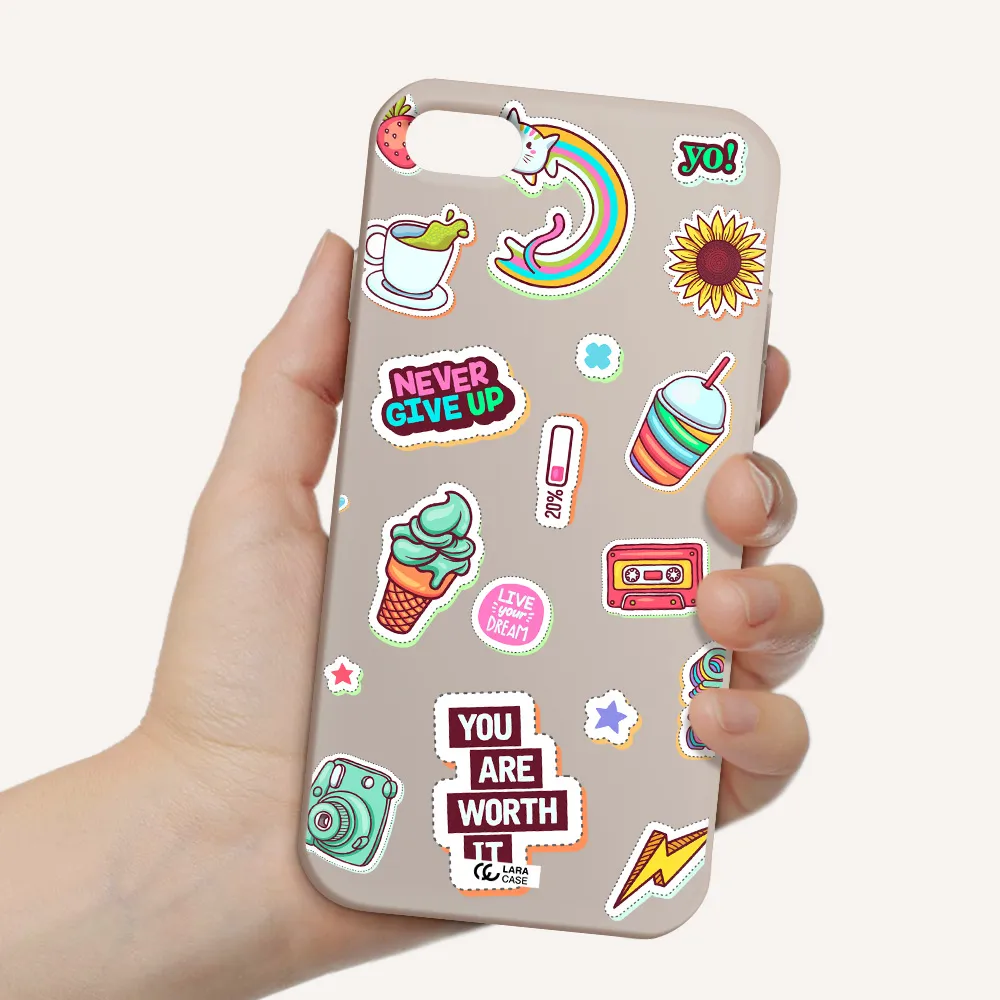 Summer Stickers Apple iPhone 8 Silicone Stone Case