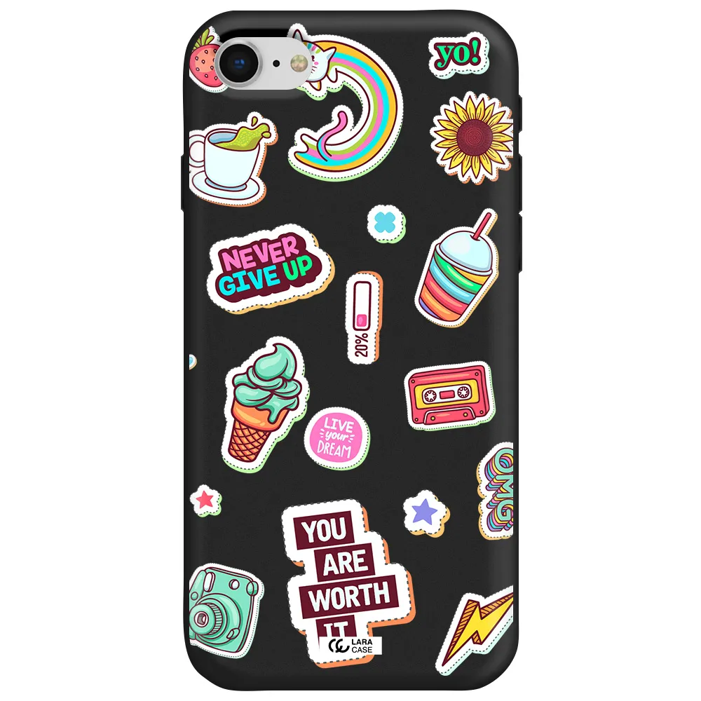 Summer Stickers Apple iPhone se 2020 Silicone black Case