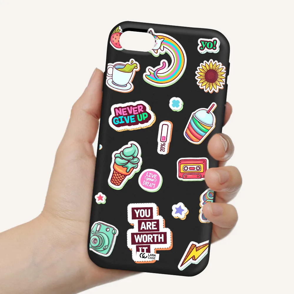 Summer Stickers Apple iPhone se 2020 Silicone black Case