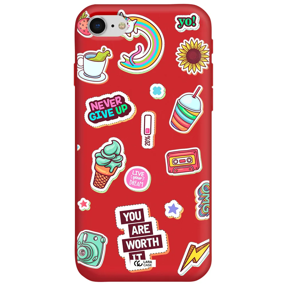 Summer Stickers Apple iPhone se 2020 Silicone Imperial Red Case