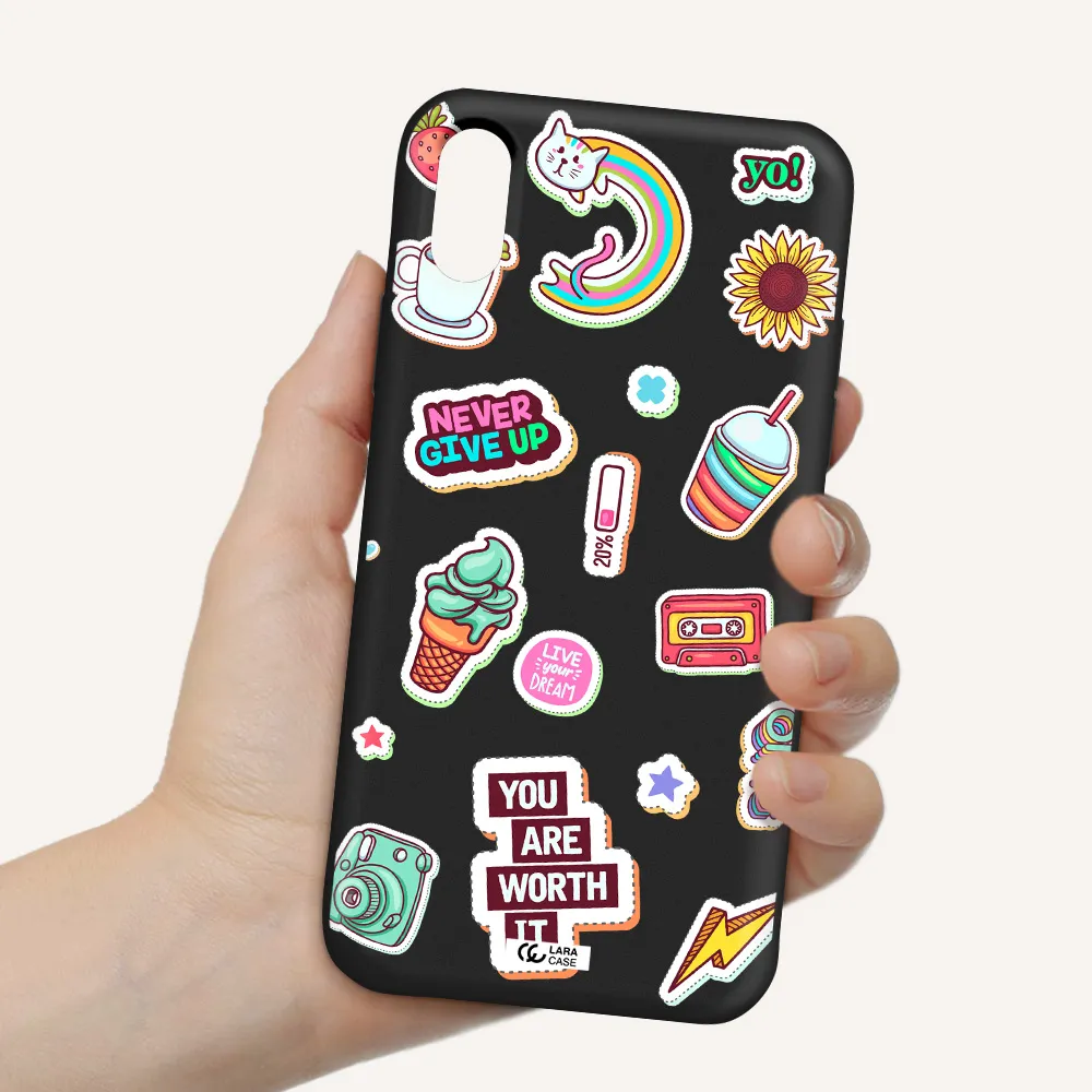 Summer Stickers Apple iPhone X Silicone black Case