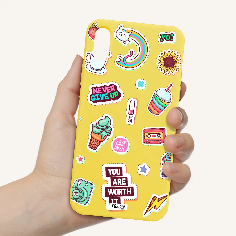 Summer Stickers Apple iPhone X Silicone canary yellow Case