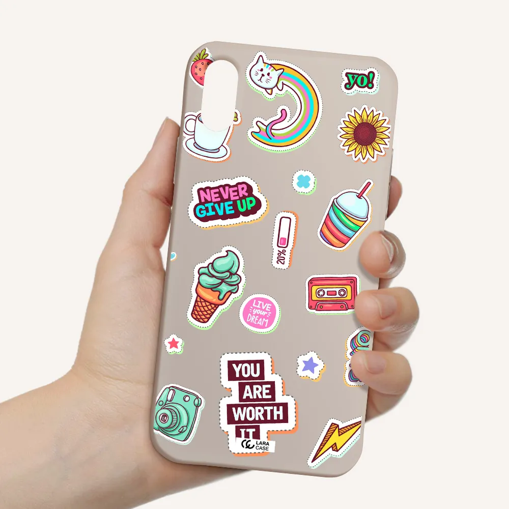 Summer Stickers Apple iPhone X Silicone Stone Case