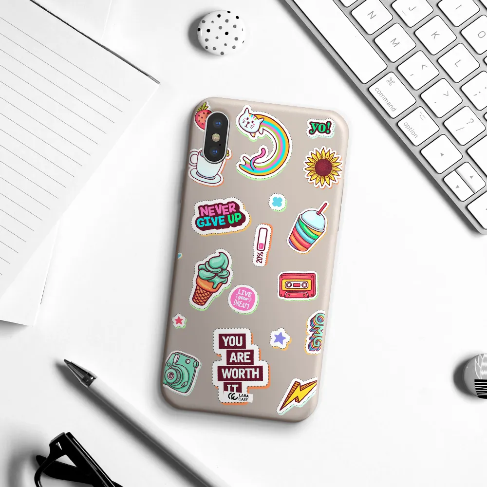 Summer Stickers Apple iPhone X Silicone Stone Case