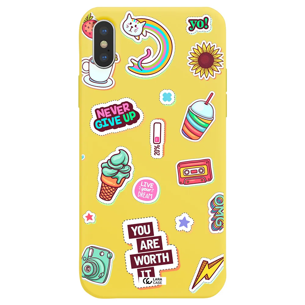 Summer Stickers Apple iPhone XS Silicone canary yellow Case