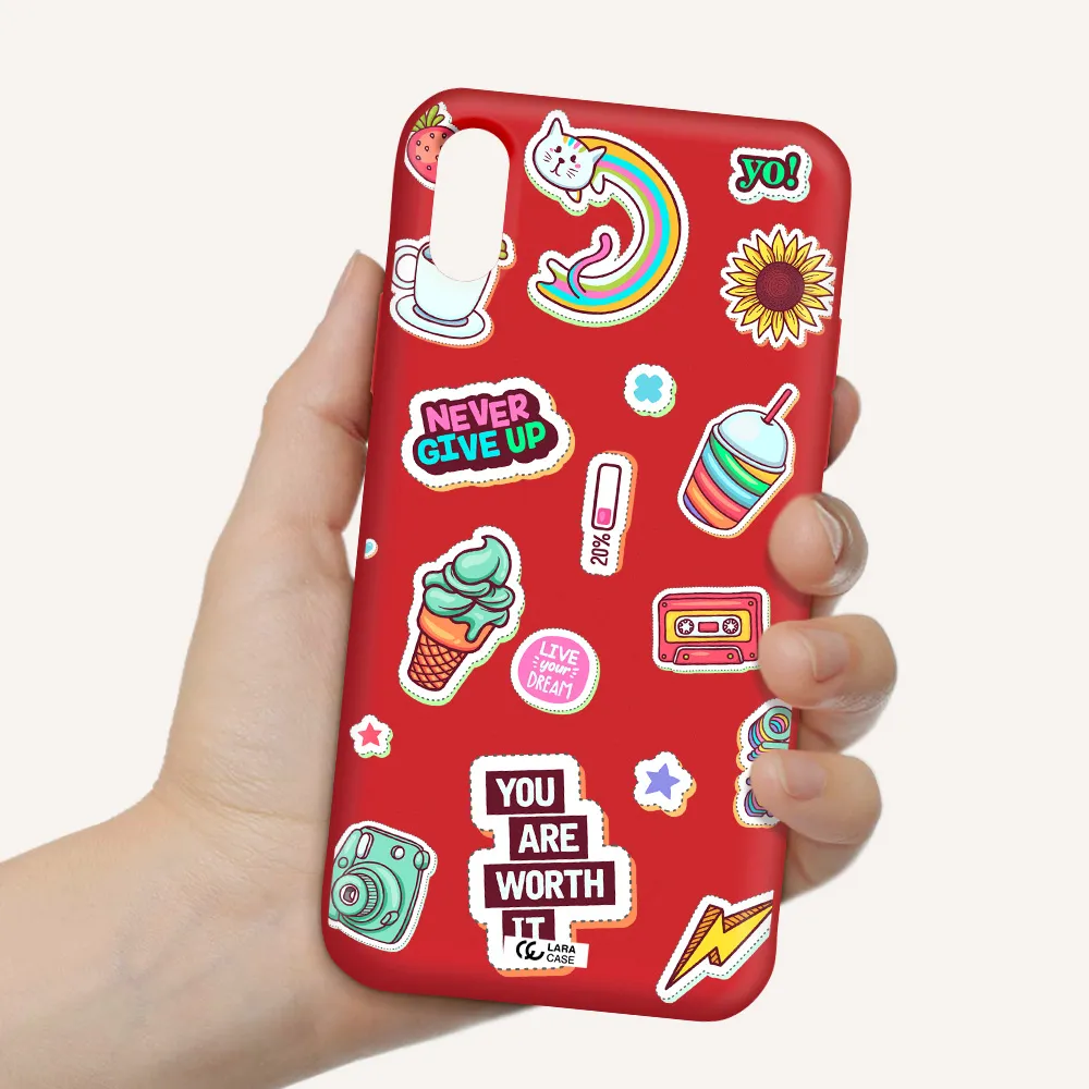 Summer Stickers Apple iPhone XS Silicone Imperial Red Case