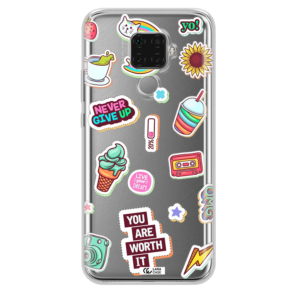 Summer Stickers Huawei Mate 30 Lite Clear TPU Case