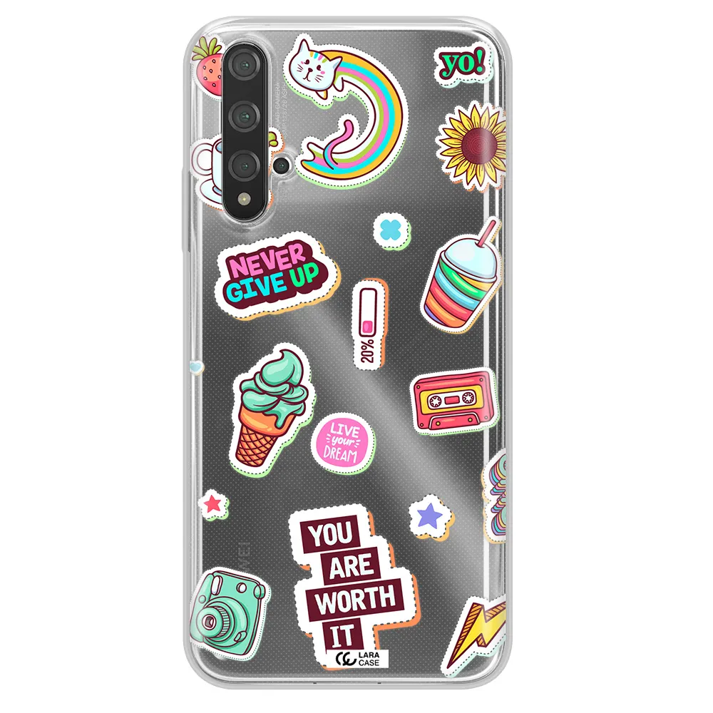 Summer Stickers Huawei Nova 5t Clear TPU Case