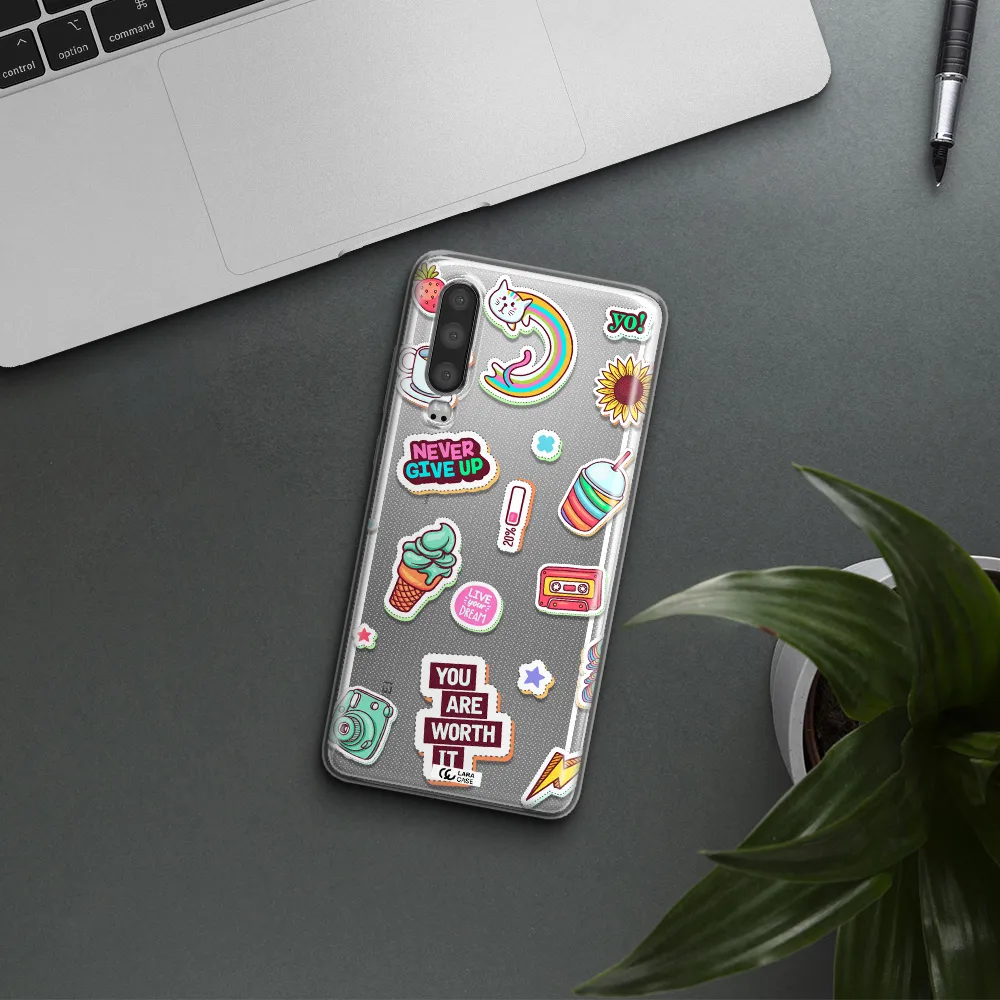 Summer Stickers Huawei P30 Clear TPU Case