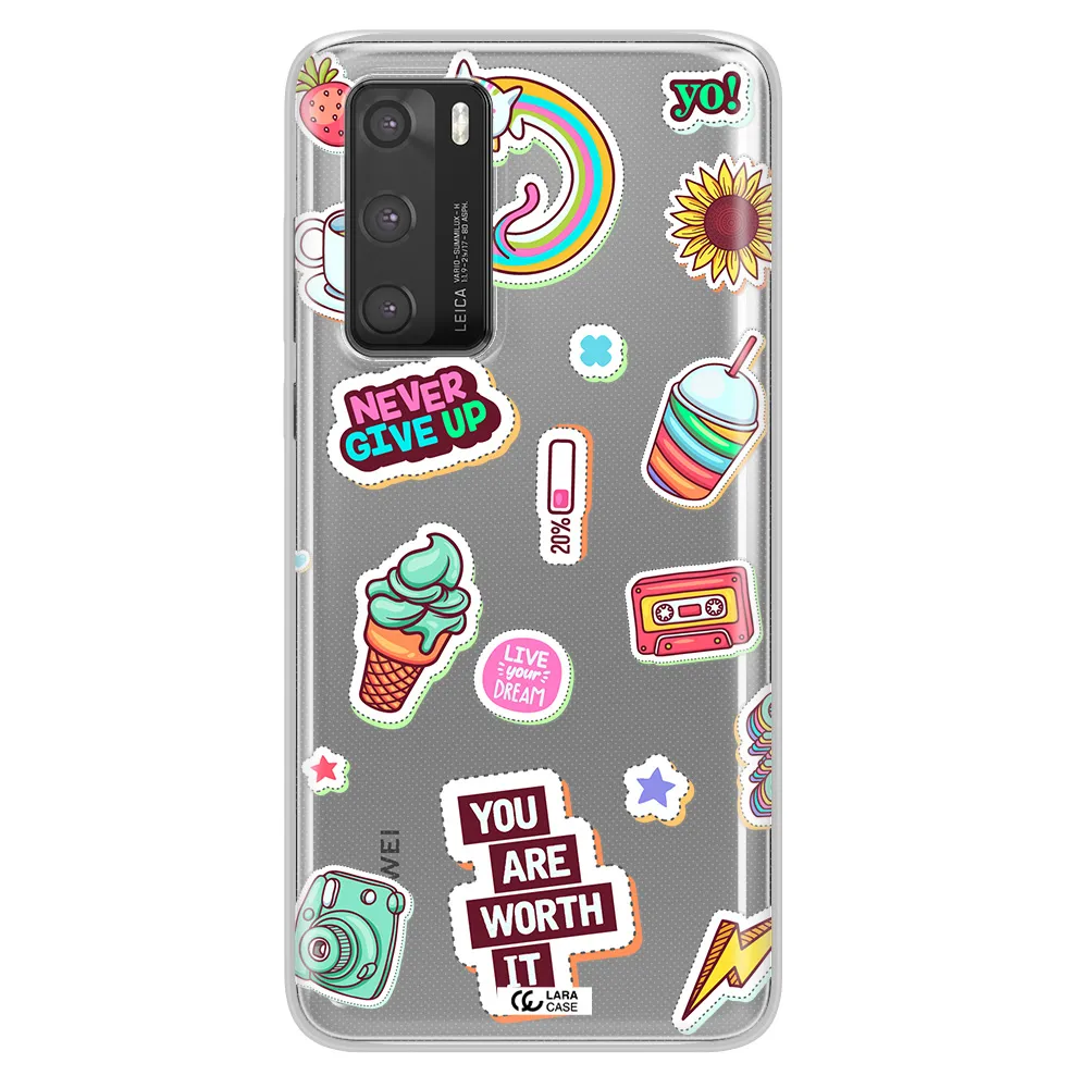 Summer Stickers Huawei P40 Clear TPU Case