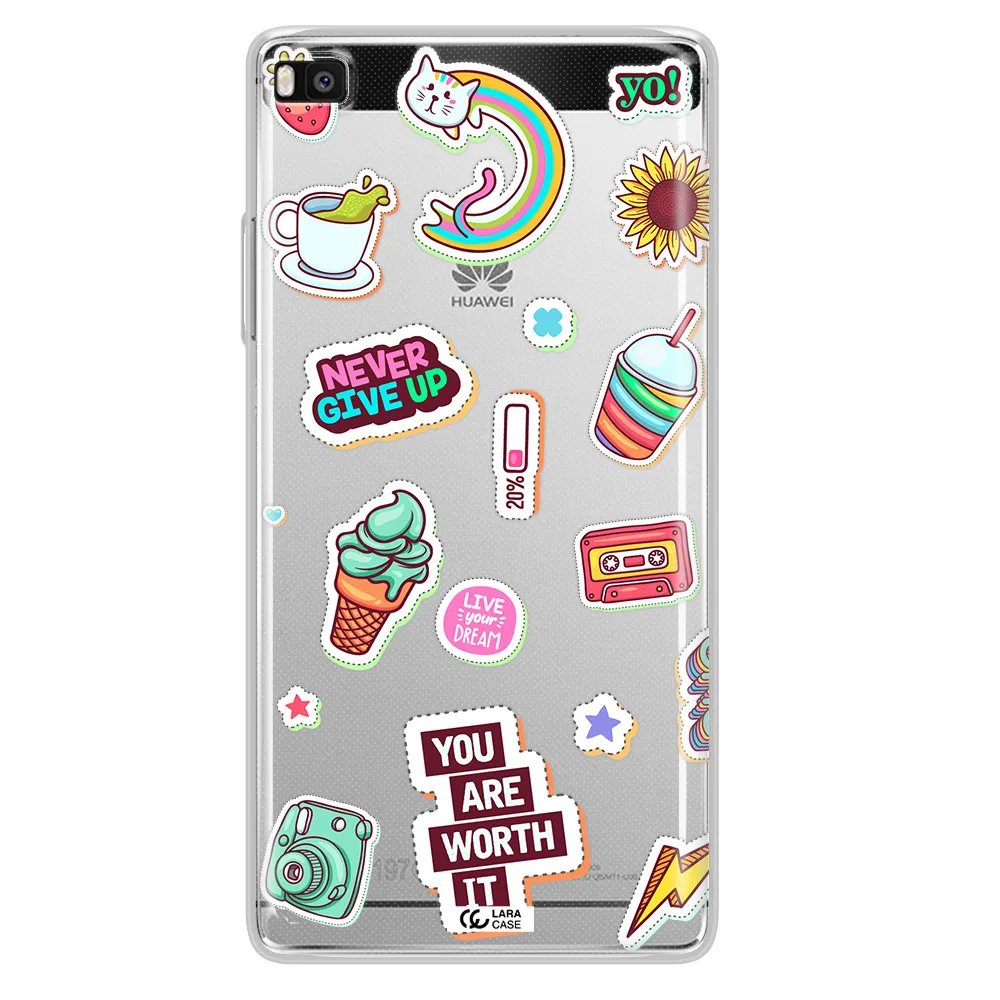Summer Stickers Huawei P8 Clear TPU Case