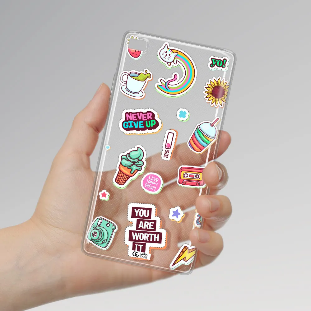 Summer Stickers Huawei P8 Clear TPU Case
